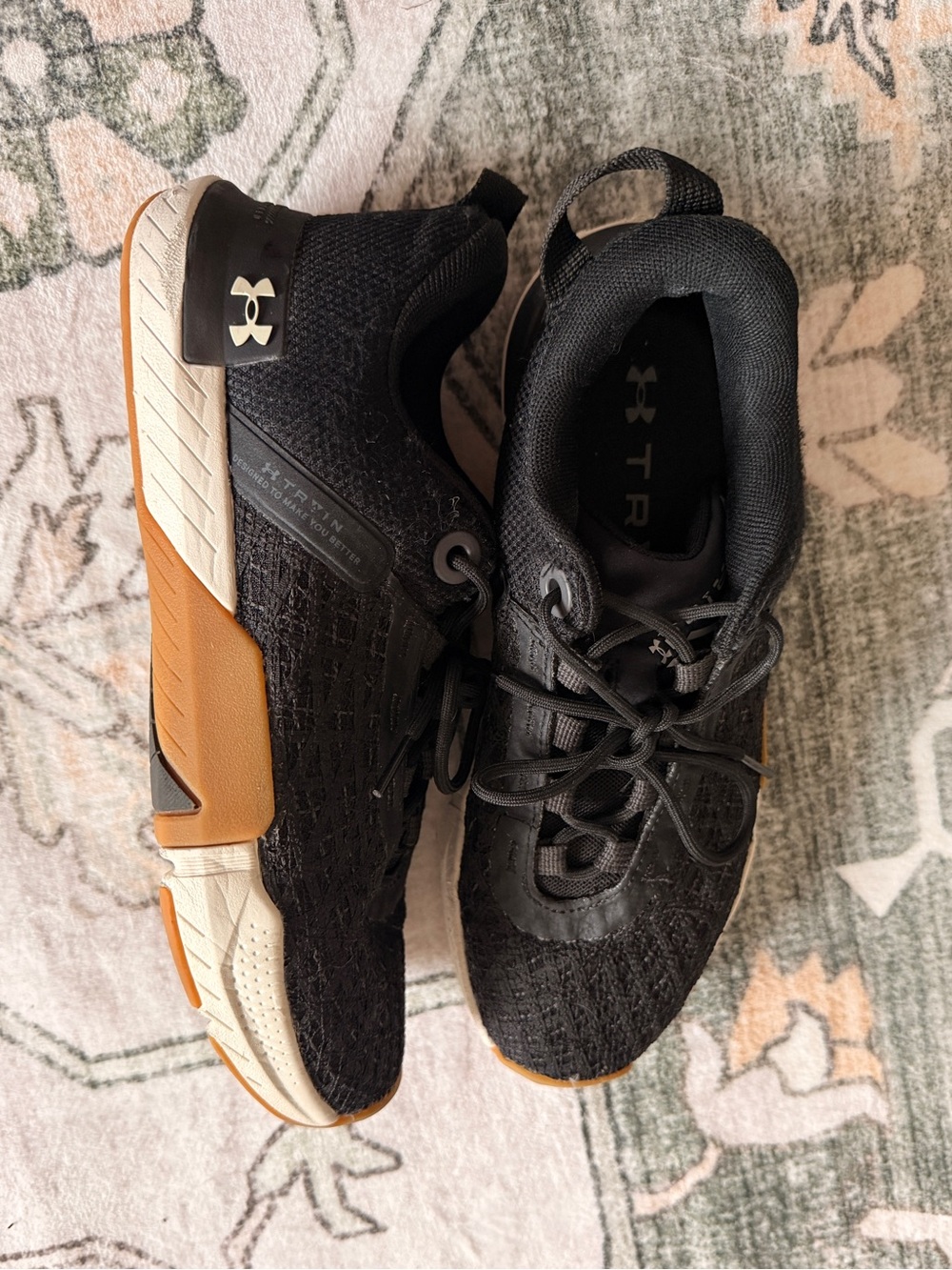 Under Armour Women’s Black Training Shoes with Gum and White Accents